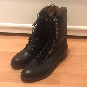 Jeffrey Campbell F14 crusade black combat boots